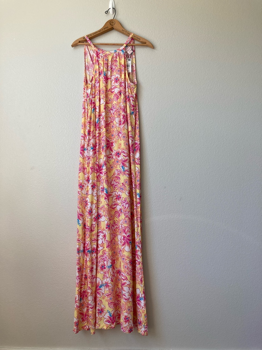 St Tropez West Maxi Dress Floral Sleeveless Flowy Rayon Resortwear sz M TALL